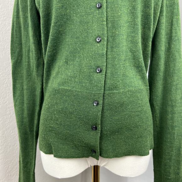 Y2K The Limited Sweater Womens Large Green Wool Blend Cardigan Preppy Schoolgirl - Picture 3 of 11
